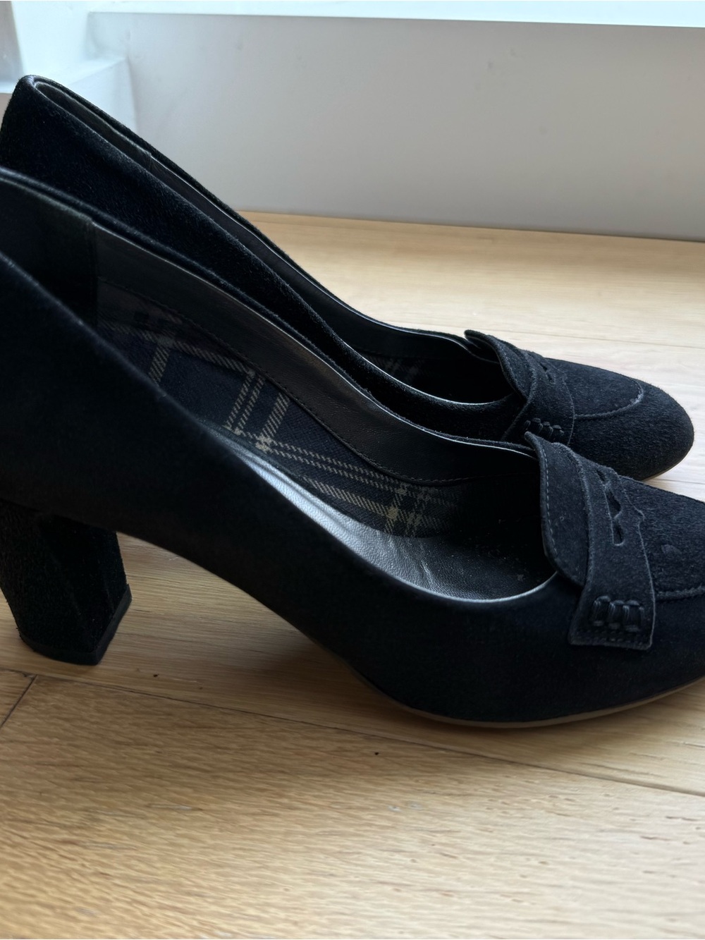 Aquatalia Black Suede Heels, Size 7